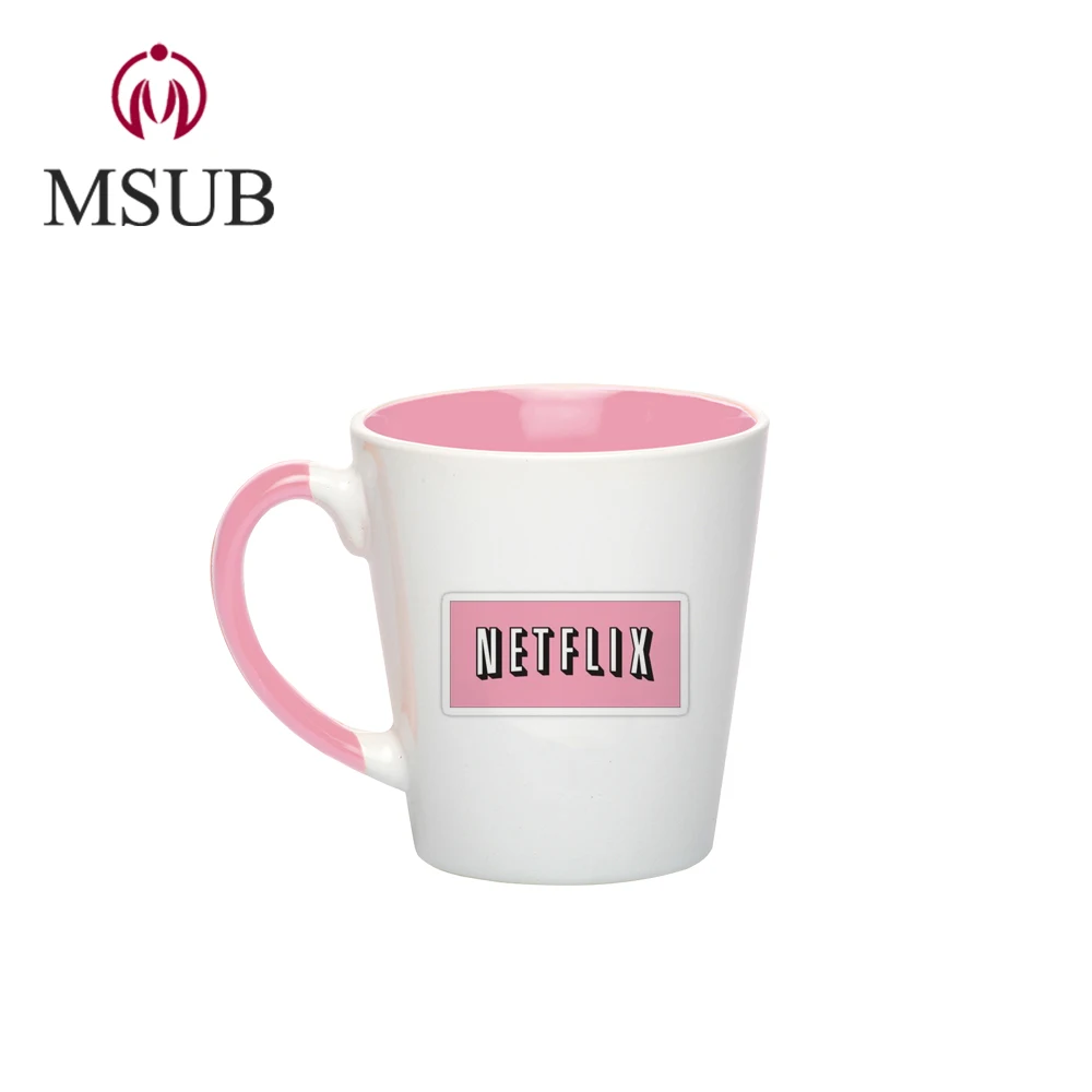 
12oz ceramic latte cups two tone sublimation mugs for sale 