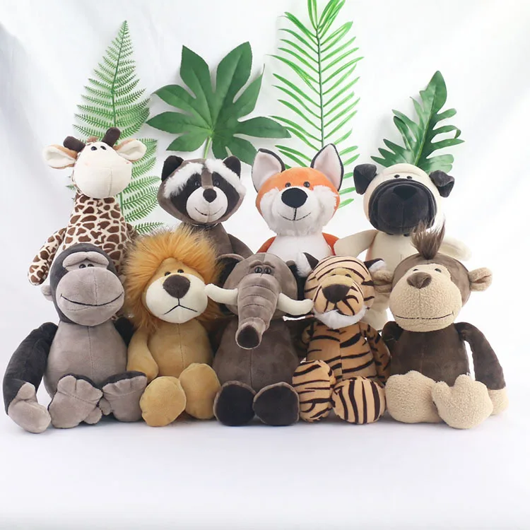 Cute Plush Toy Lion Elephant Deer Tiger Jungle Animal Cloth Doll Wholesale