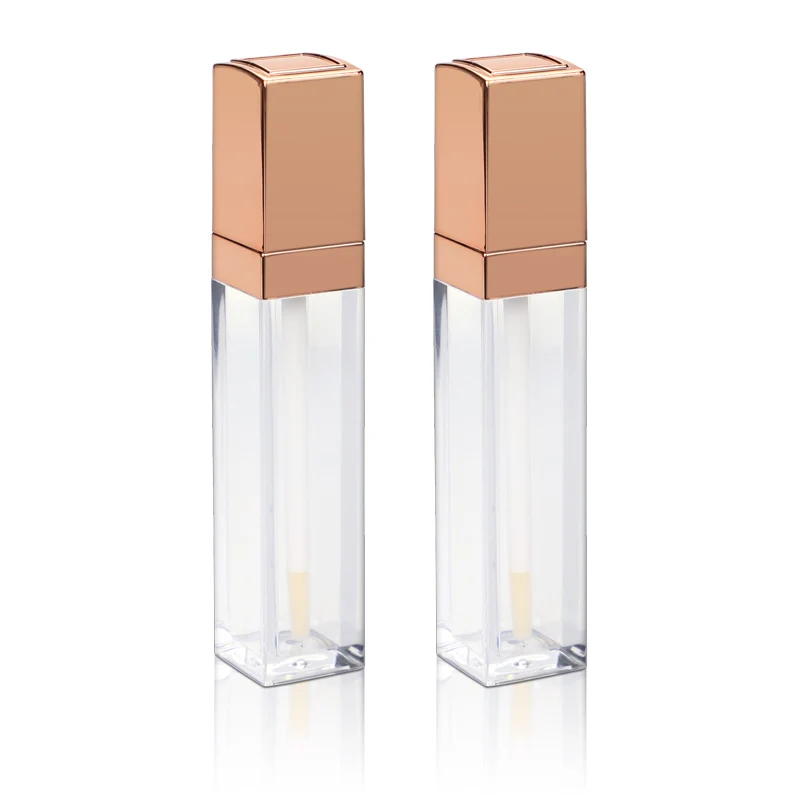 Luxury 10ml Rose Gold Empty Lipgloss Containers Tube Square Lip Gloss Tubes
