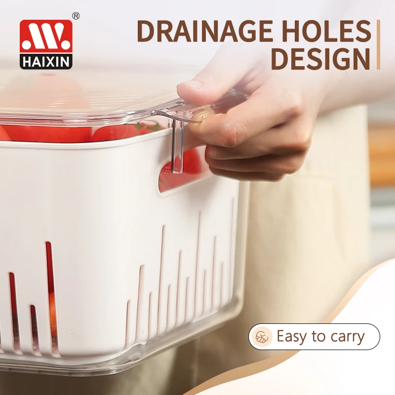 Stackable Fridge Organizer Clear Plastic Fridge Bins Organizing for Kitchen Storage food containers crisper box with basket