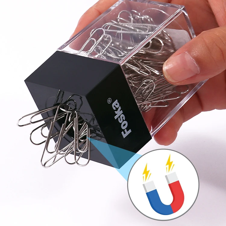 Foska Removable and Easy Refilling Sturdy ABS Magnetic Paper Clip Holder Magnetic Paper Clip Dispenser Holder for Desk