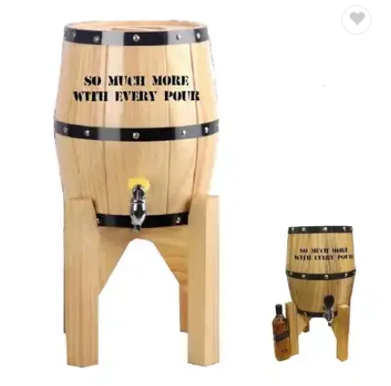 Solid Wood Wine Barrel Stainless Steel Liner Lid 5L Capacity Milk Beer Liquids Food Pack Available 3L Version Iron Paper