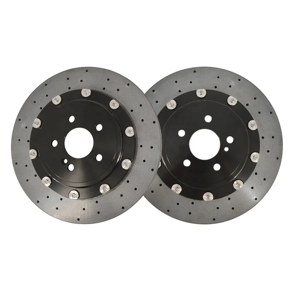 Automatic Upgrade 2-Pieces New Carbon Ceramic Drilled Front Break Disc Brake Rotor for Mercedes Benz C63 AMG 2314211812 390mm