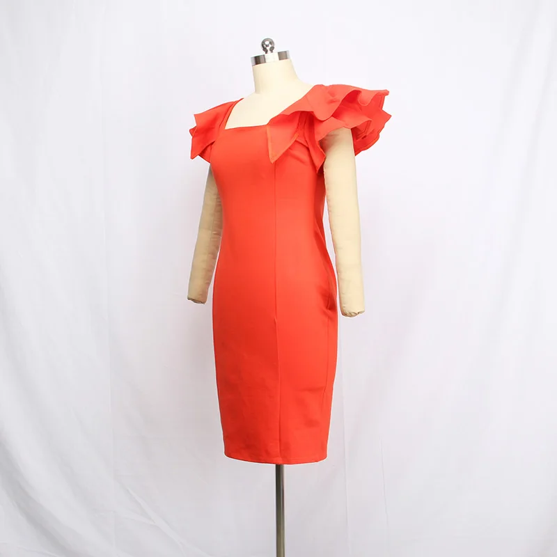 Vetement Femme Grande Taille Summer Casual Sexy Elegant A-Line Midi Ruffle Sleeve 4Xl Plus Big Size Dresses For Women