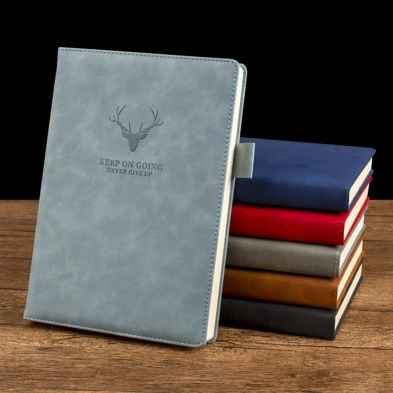 Factory A5 Deer Head Thickened Notebook Business Notepad Office Meeting Minutes Book Leather Face Wholesale Journal with logo