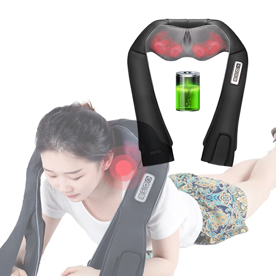 Becozy Shiatsu Neck Massage Vibrating Back Kneading Shoulder Shawl Massager Belt With Infrared Heating Roller Machine