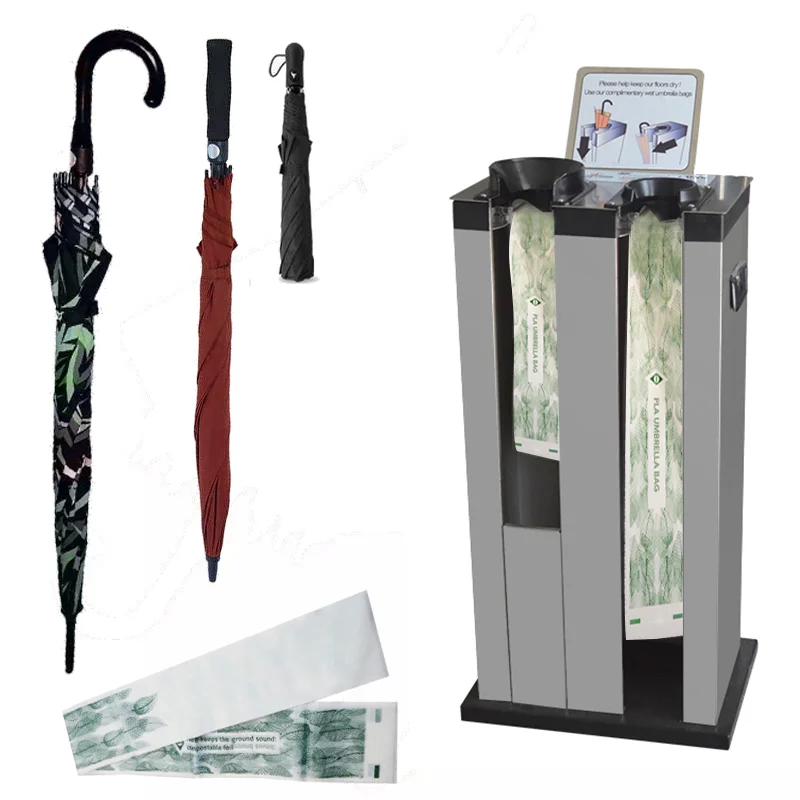 Factory Supply Printing PLA Degradable Disposable Supermarket Shopping Mall Wet Umbrella Wrapping Bags