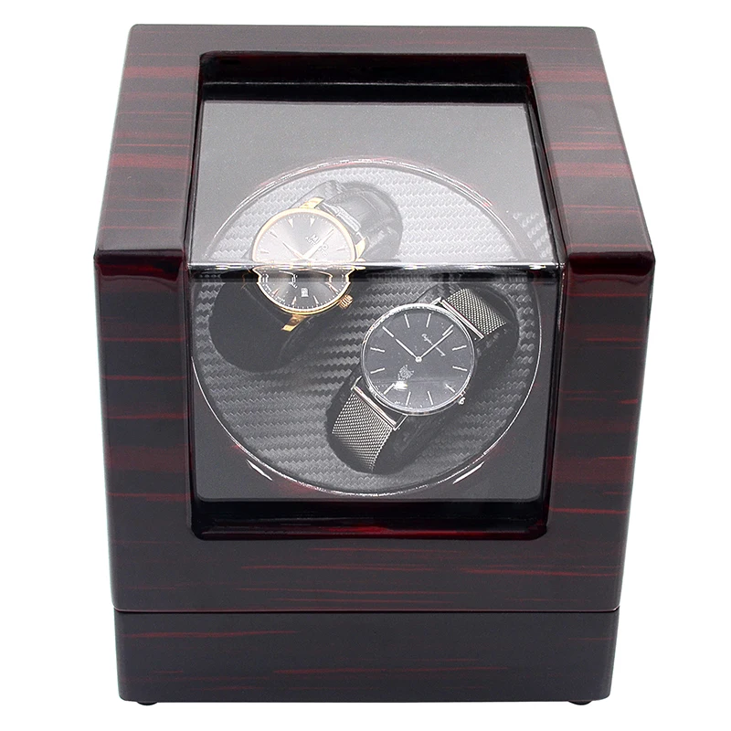 Amazon Top Seller Double Watch Winder with Quiet Japanese Motor Red Color Watch Winder Box Automatic