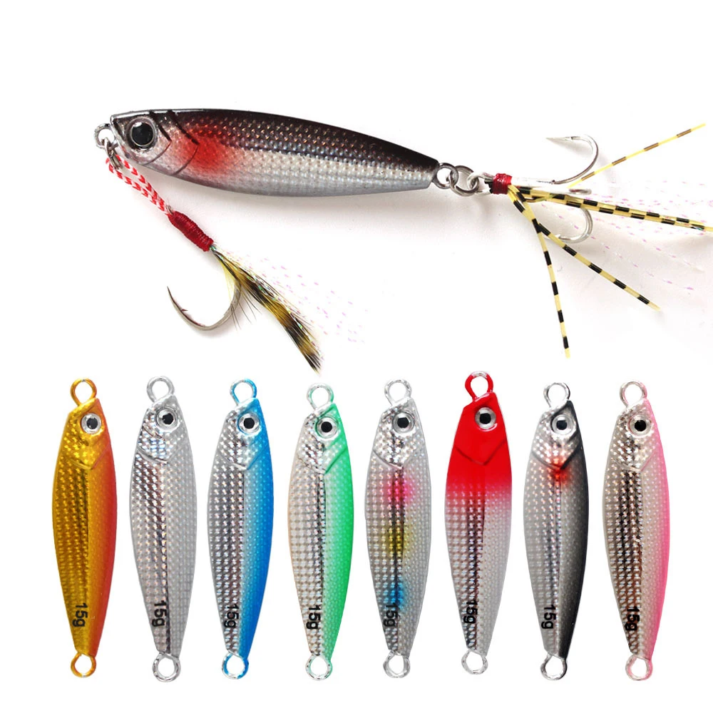 Lead Fish Metal Jig With Hooks Sinking Saltwater Freshwater Shore Paillette Knife Wobbler Artificial Fishing Lures