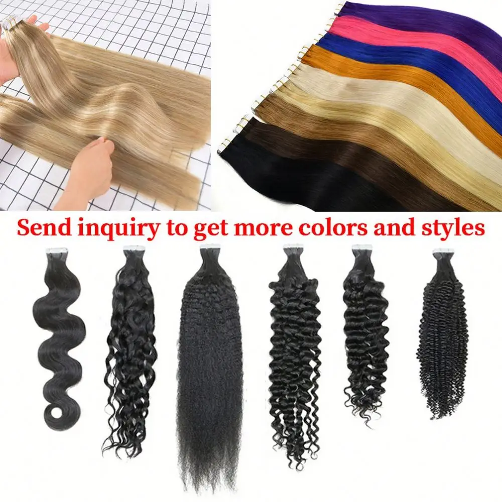 European Russian Double Tape Hair Extensions Raw Cuticle Aligned Virgin Remy Tape Hair Extensions Human Hair