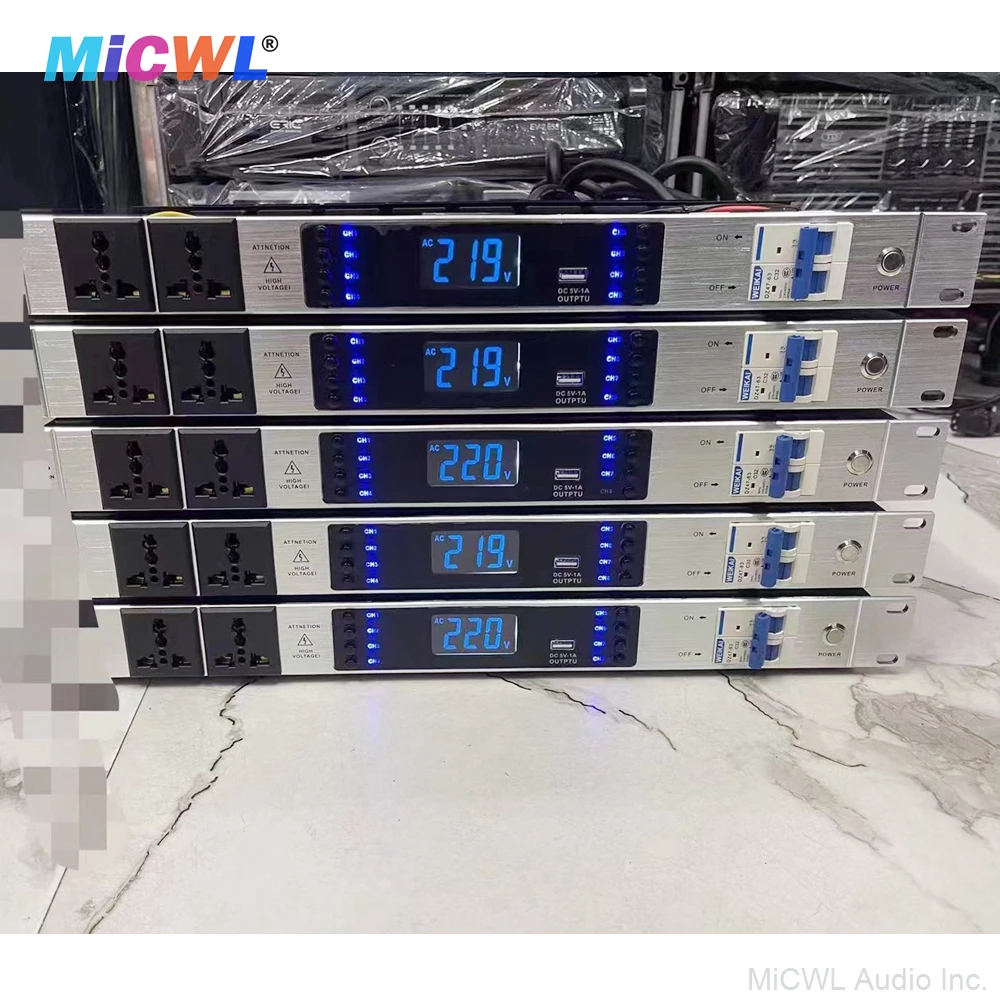 MiCWL S10 10 Output Rack Mount Power Sequence Controller 30A 8000W Conditioner Surge Protector Power Supply Regulator Air Switch