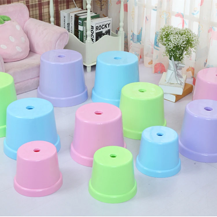 Round Cute Children Plastic Step Stool Thickened Simple Foot Stool Colorful Portable Step Stool