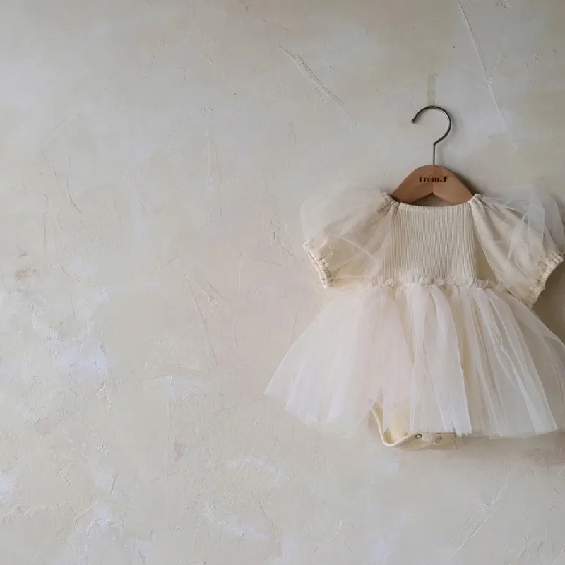 2022 Summer High-quality Ianfant girl bubble-short sleeves Lace dresses Elegant Baby Girls Princess skirt little kids Clothes