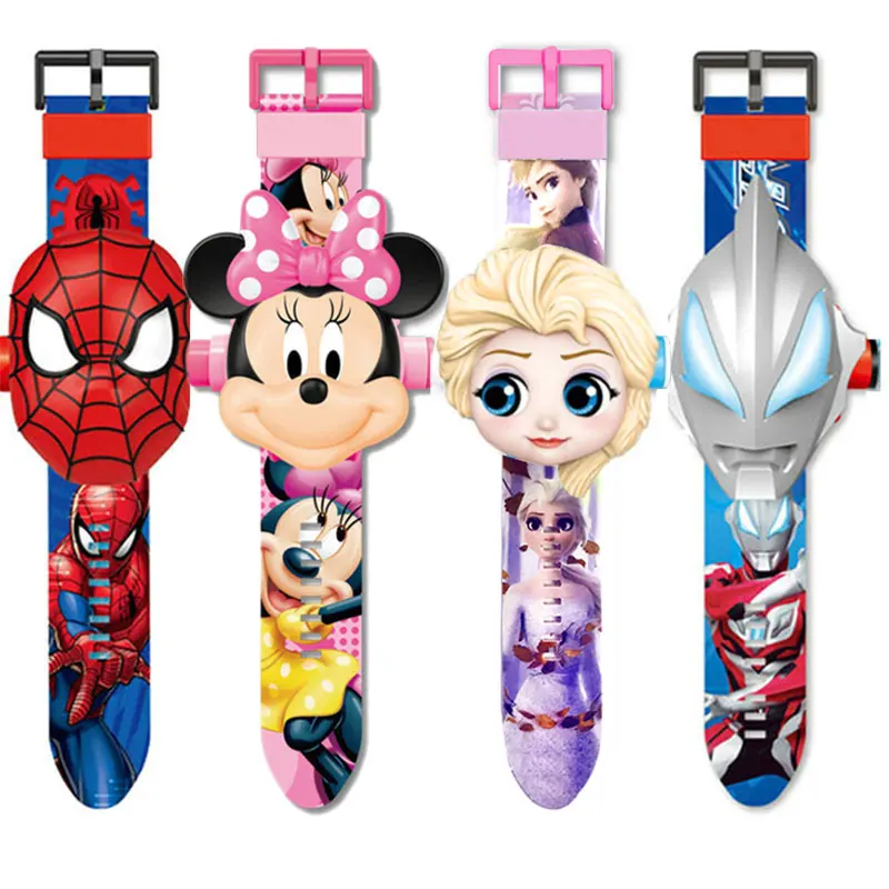 Custom Mickey cartoon 3D watch with clamshell puzzle anime electronic toy watches