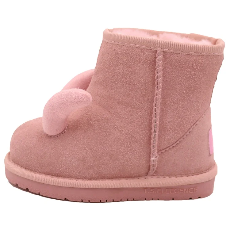 CF-133 Free Samples Ankle Length Cartoon Pattern Genuine Leather And Lining Sheepskin Girls Winter Boots For Kids