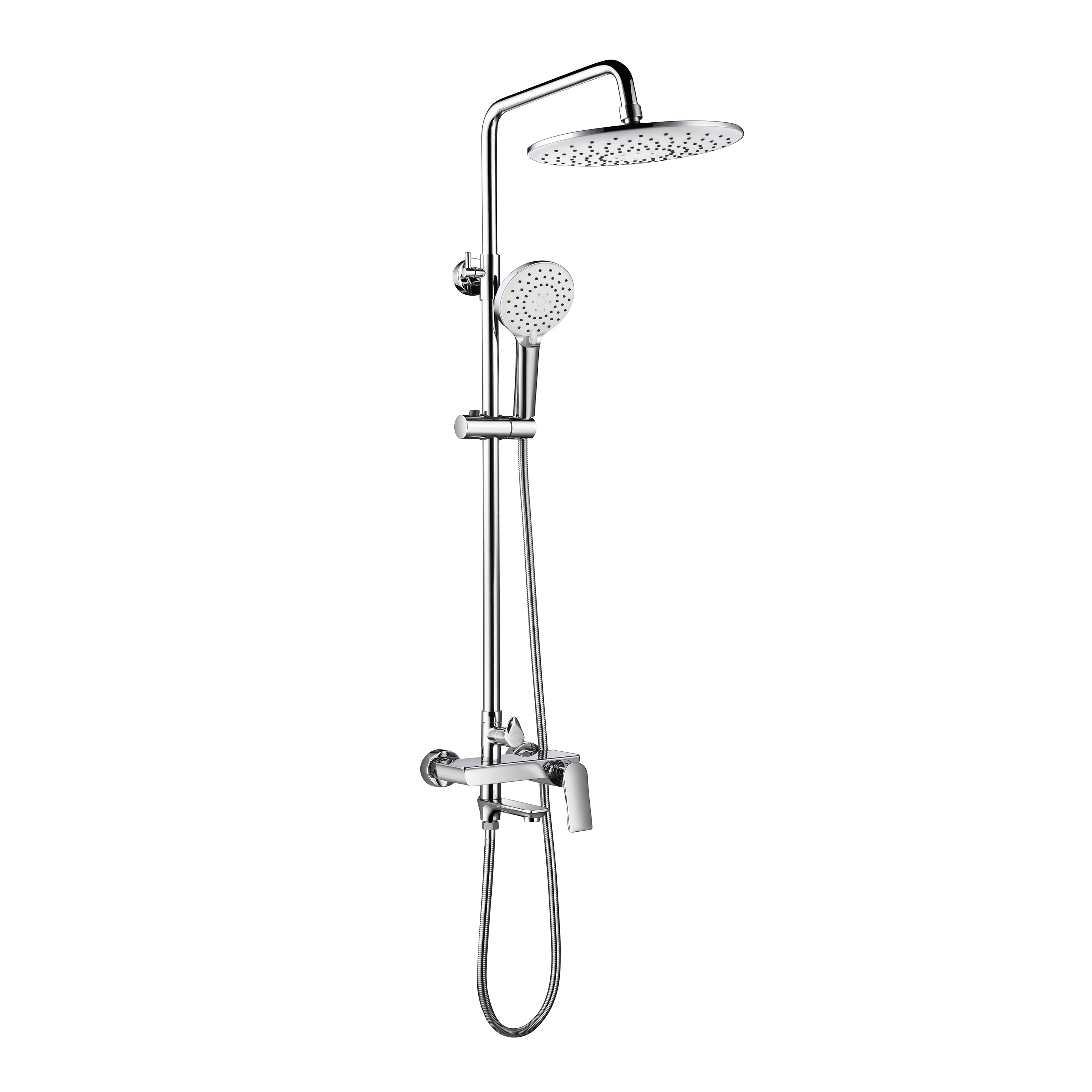 Bathroom Wall Mounted Chrome Brass Rain Shower Faucet 3-Function Hot Cold Water Shower Set