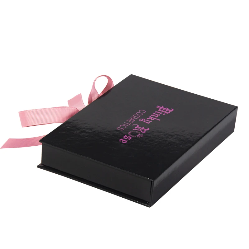
Custom Luxury Black Paper Collapsible Book Style Logo Pink Printed Rigid Cardboard Closure Flap Gift Magnetic Box Packaging 