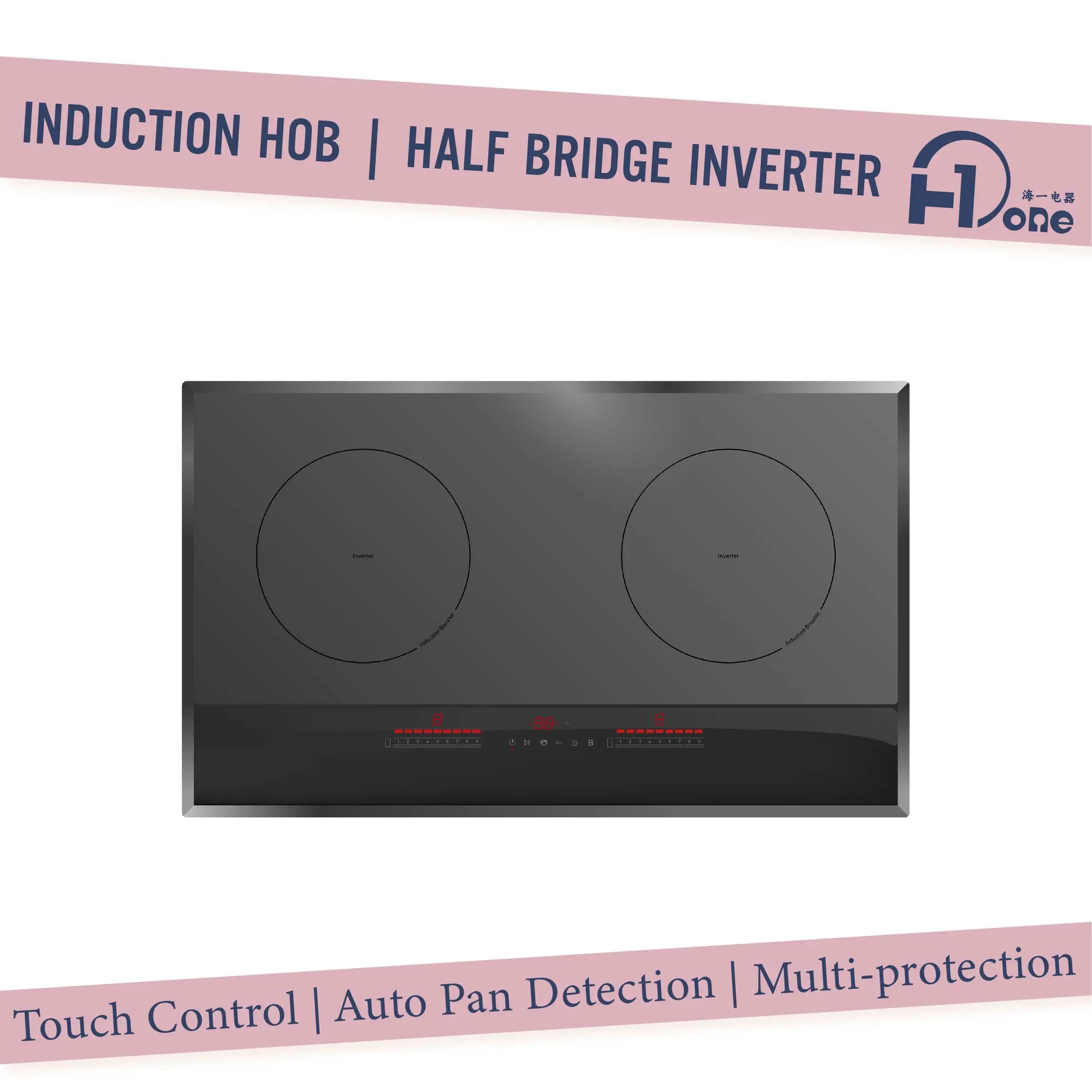 China Factory Sensor Touch Control Half Bridge Inverter Bep Tu Two Burners Built in OEM Induction Cooker Hob