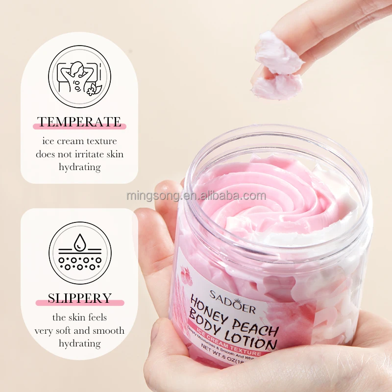 SADOER Wholesale Whitening Peach Ice Cream Body Lotion Anti-drying Tender Smooth skin Moisturizing body cream