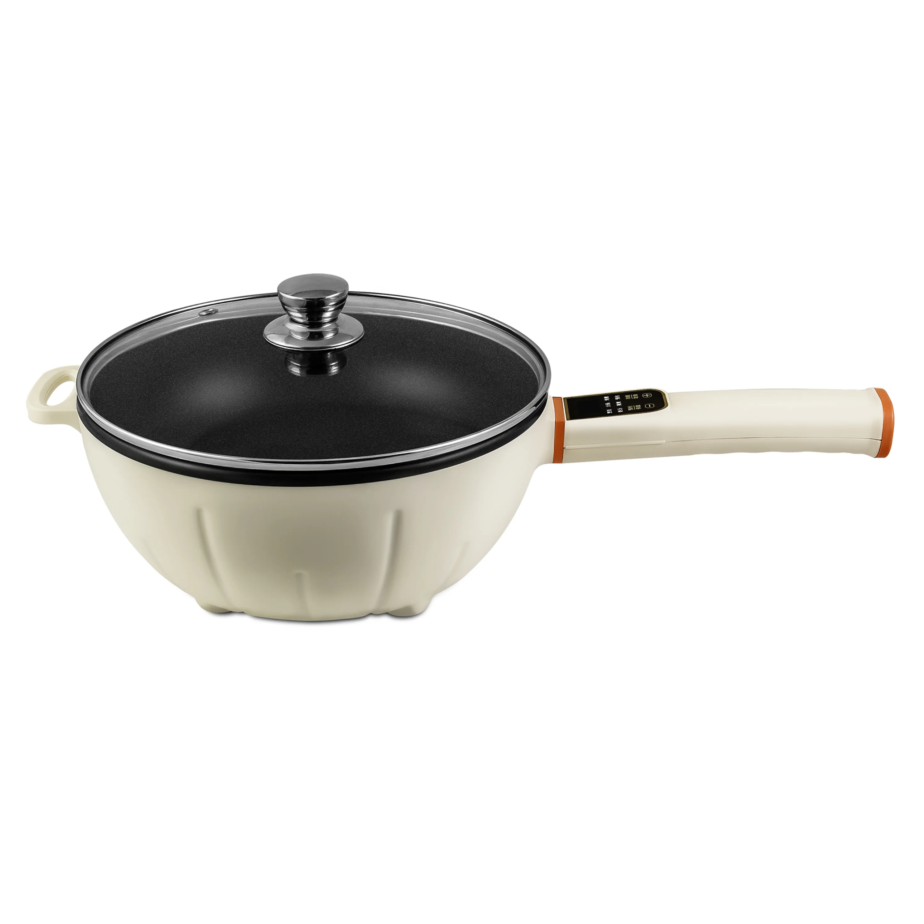 Multi Function Small Fry Pan Egg Boiler Electric Cooking Pot Handle Electric Frying Pan with Steamer Aluminum Tempered Glass 220