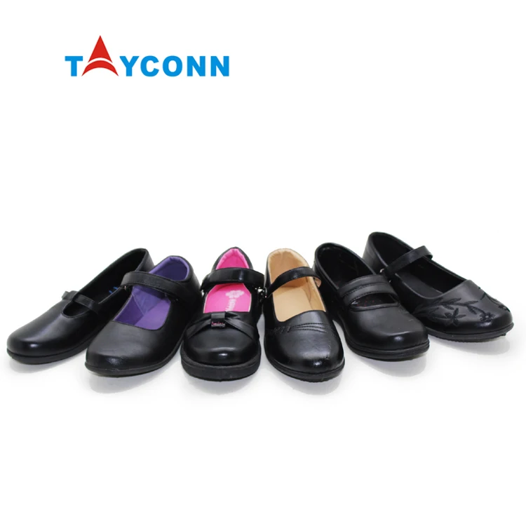 Wholesale Kids Black School Students Shoes Pu Leather Mary Jane Flat Dress Formal Shoe For Girls