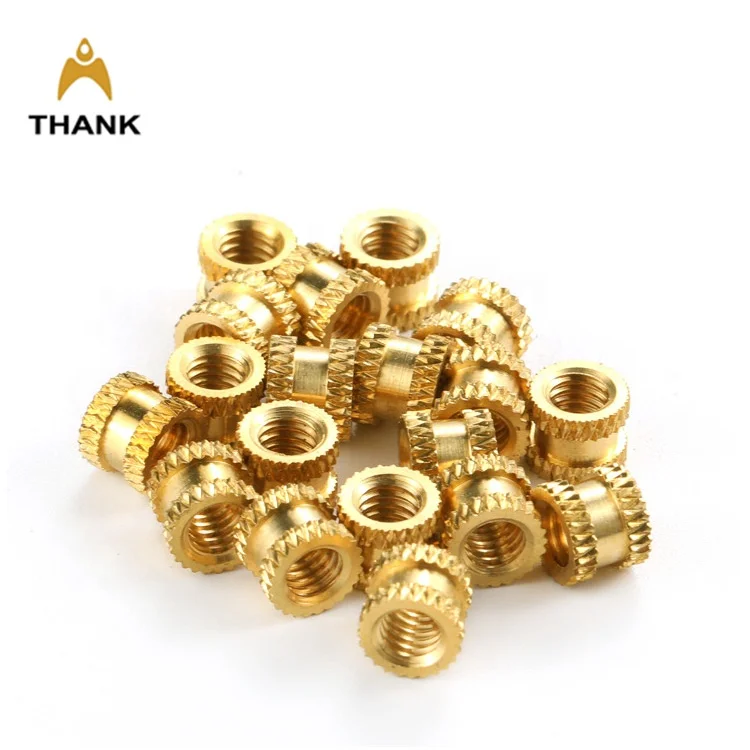 Custom size M1.6 M2 M2.5 M3 M3.5 M4 M5 M6 M8 knurling through hole knurled threaded brass insert nuts for plastic