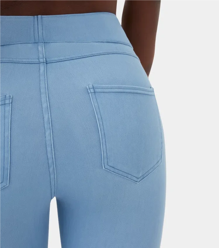 Stretchy Knit Denim Casual Leggings High Quality Washed Denim Elastic Waist  2024 Women Jean
