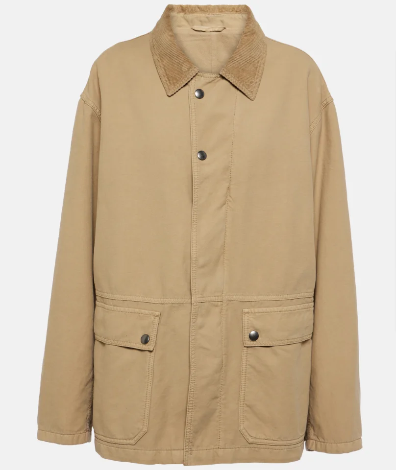 Custom Men Buttons Front Long Canvas Jacket Beige Color For Autumn Winter Season Embroidery Custom Manufacturer