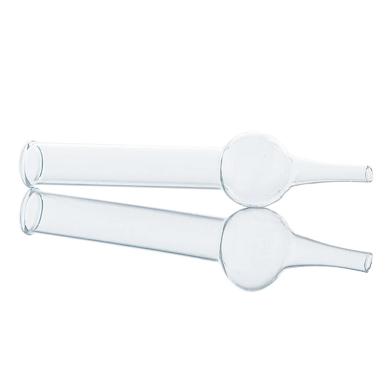 Lab single one 1 bulb glass curved oblique gas Drying Tube pipe with grind ground male joint port