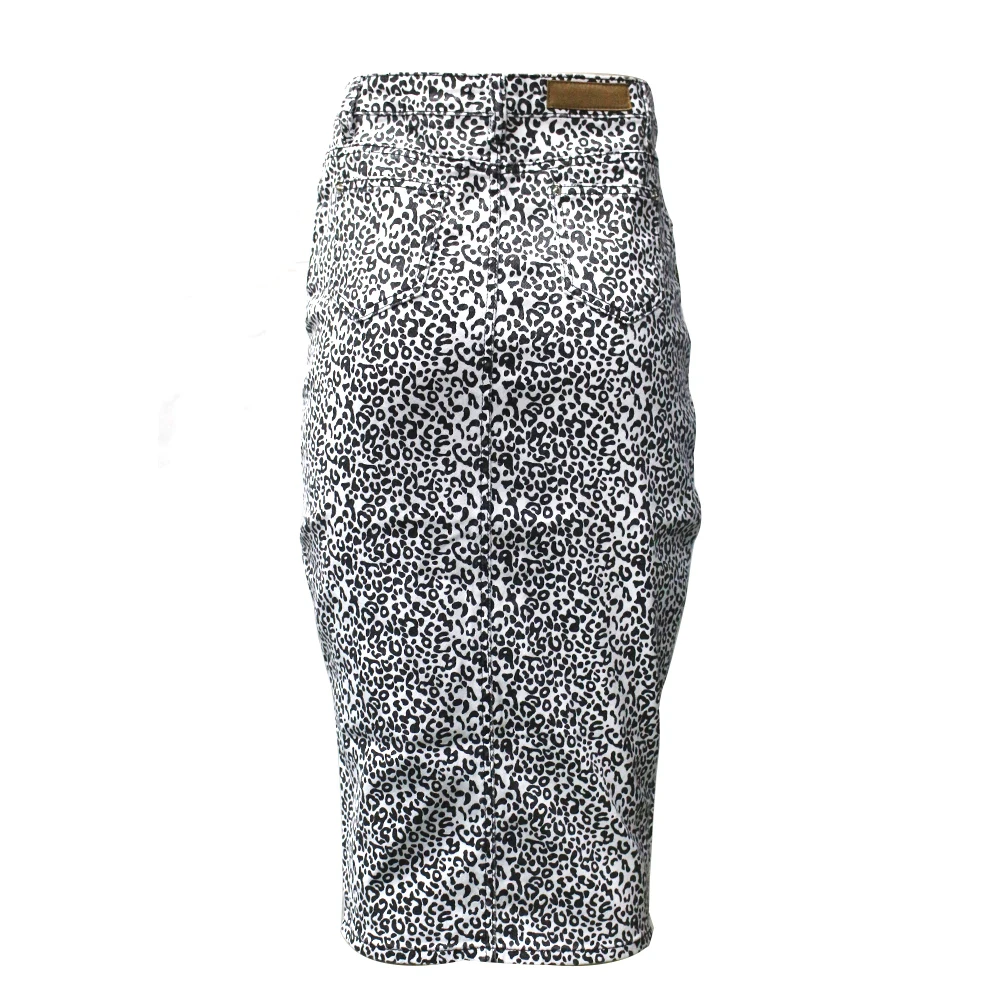 Women slim short skirts printed zipper design pencil jean skirt