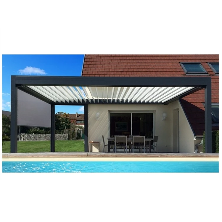 France style Aluminum Outdoor living Pergola with louvers roof system
