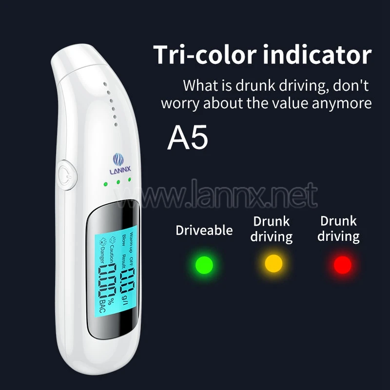 LANNX A5 High Sensitivity Digital Alcohol Detector  Portable Breath Alcohol Tester Breathalyzer Automatic Alcohol Tester