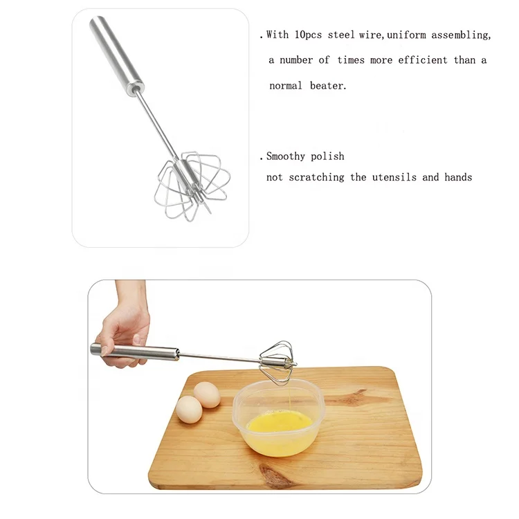 Stainless Steel Semi-Automatic Spin Rotary Egg beater