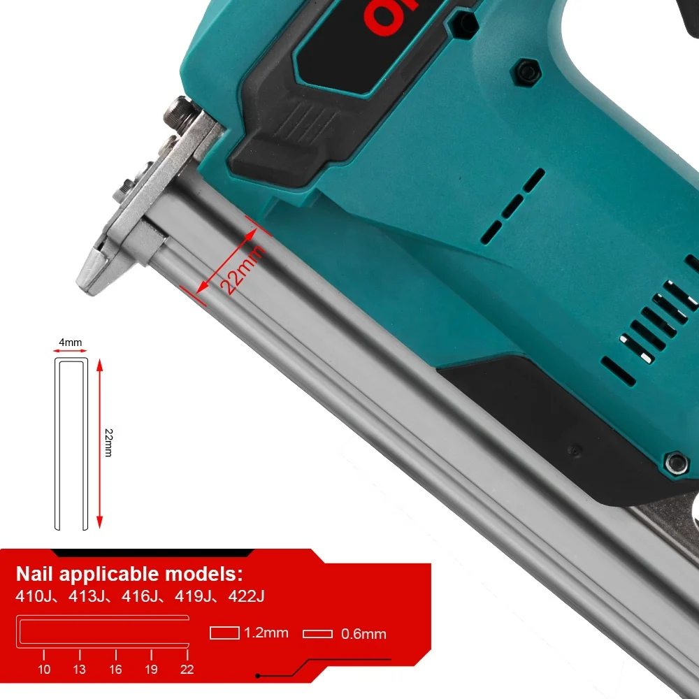 ONEVAN 422J Brushless Electric Nail Gun U Nailer 2 Gear Cordless Stapler Nailer Woodworking Power Tool