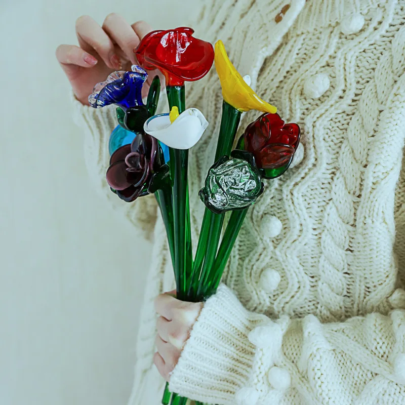 Декоративный стеклянный прекрасный букет цветов вечные Цветы Роза для украшения дома