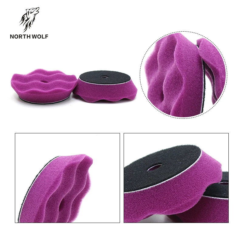 Private label Auto care car polish foam pad 6 step waffle pattern nano polish  3 inch car polishing pad kit