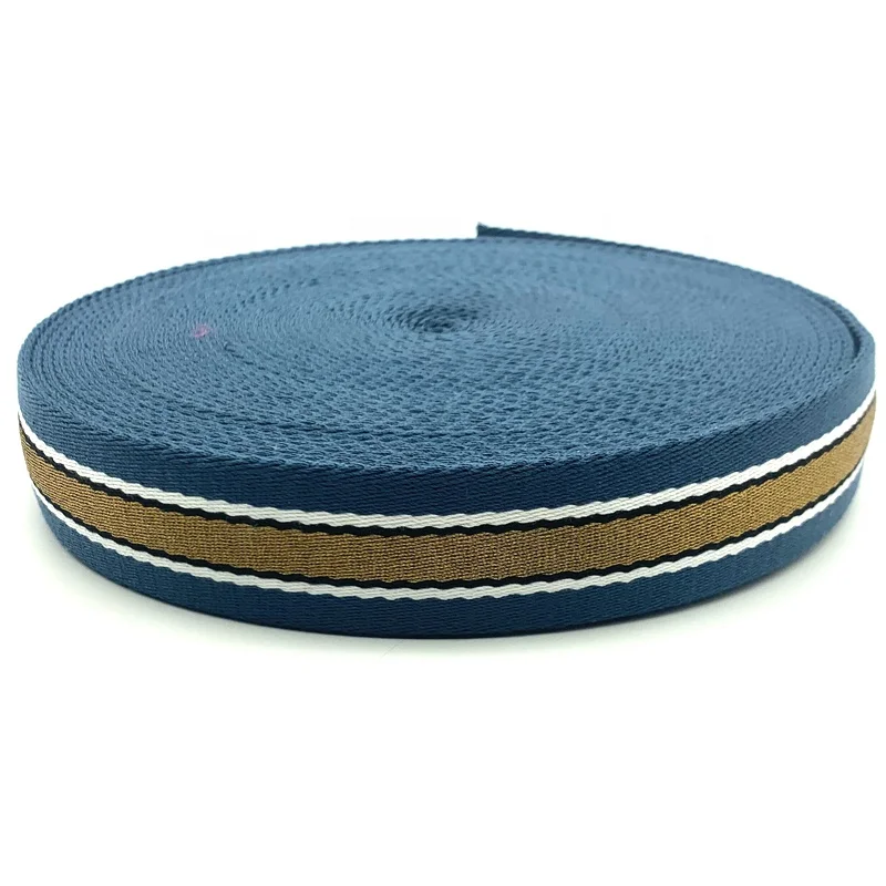 gold metallic mix cotton webbing 1.5 inch 2.8mm thickness for bag straps