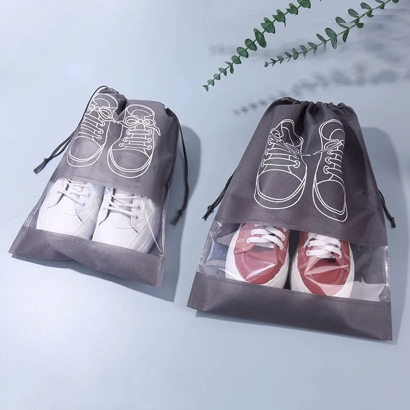 High Quality Travel Shoe Storage bag smell proof bag for shoes non woven fabric drawstring dust bag for shoe clothes cosmetics.