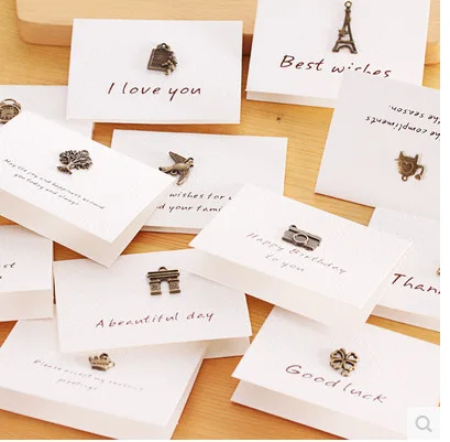 Metal Retro Small Card Holiday Message Blessing New Year Greeting Card Wedding Small Card Christmas Gifts