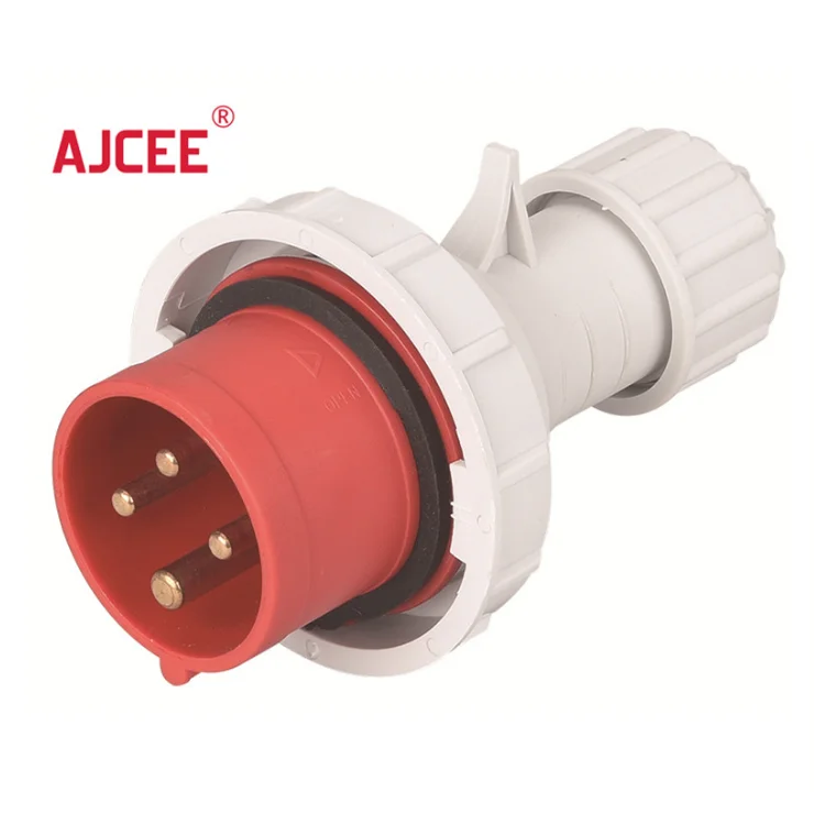 
AJCEE 0242 waterproof industrial male electric plug ip67 4pin 380v 32a power plug eu with CE 
