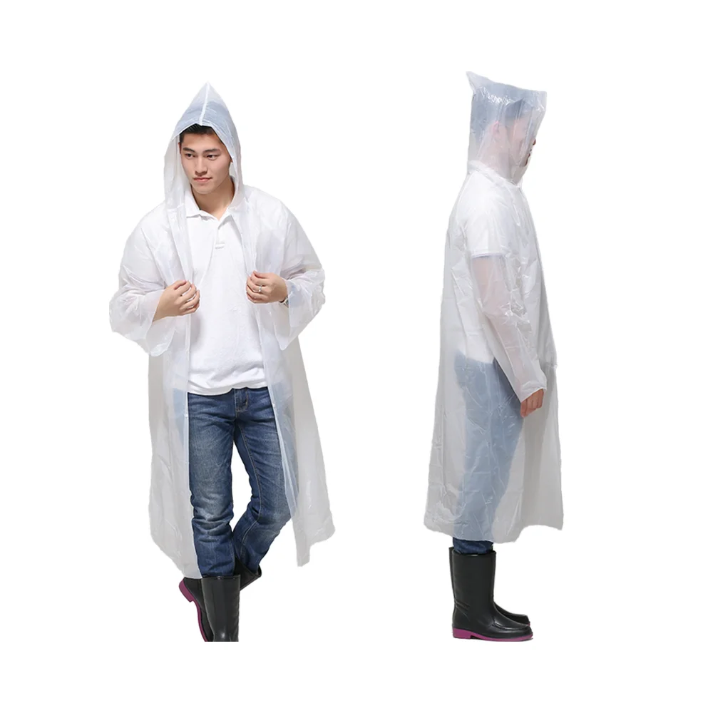 Customized Eco-Friendly Biodegradable Reusable Raincoat Poncho Logo Printed PE Waterproof Rainwear Casual Safari Jacket Winter
