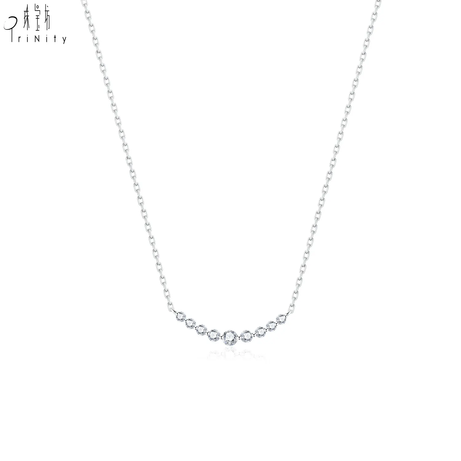 High Quality Wholesale Price 18K Solid Gold Real Natural Diamond Smaller Version Smile Pendant Necklace For Ladies