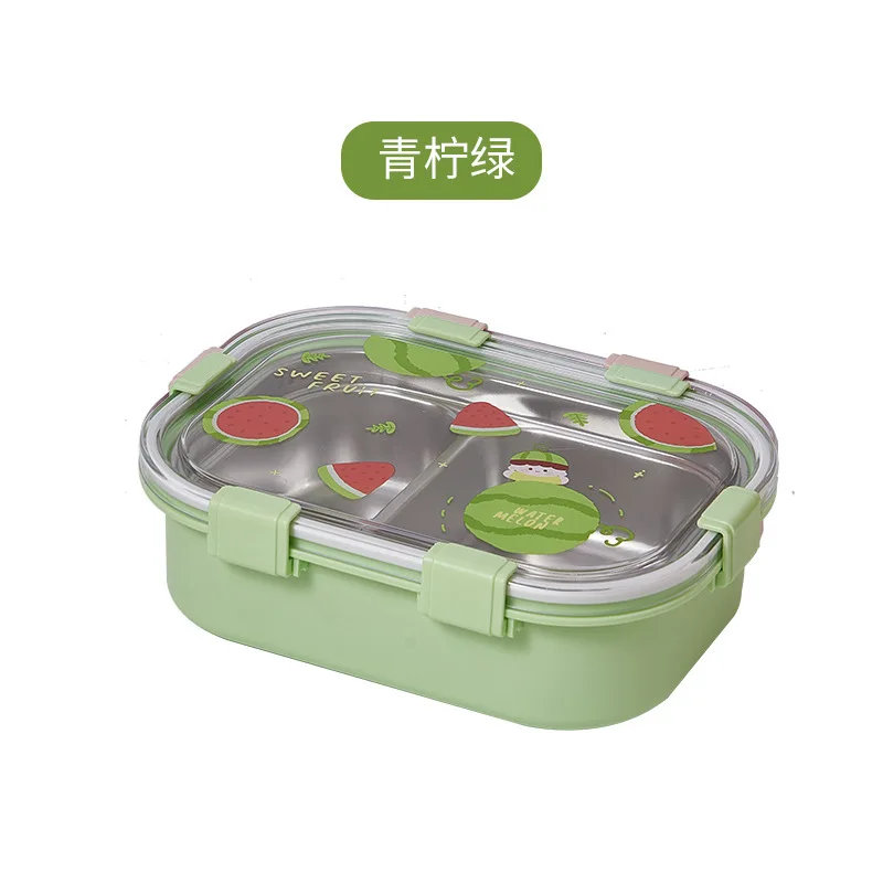 Cute kids baby New fruit insulated lunch box portable sealed 2 grids division lunch box for student with lid