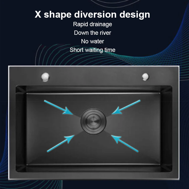 Factory Great Quality 304 Stainless Steel Nano Black Single Bowl Kitchen Sink