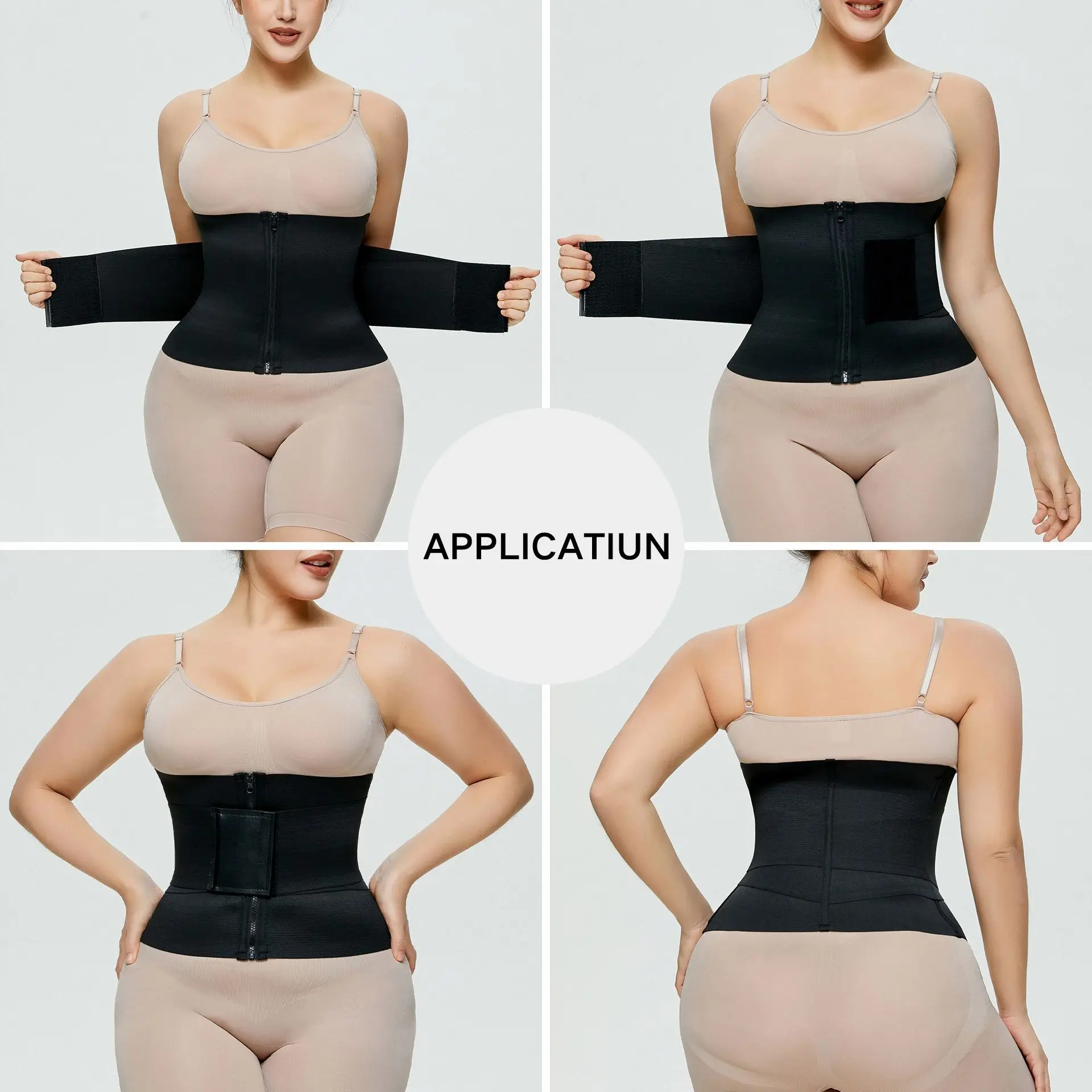 Smooth Corset Underbust Slimming Waist Shapers ZIp Hook Slimming Belly Sheath Plus Size