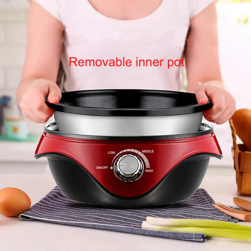 Factory customized OEM/ODM 1800W big power Non-stick Coated Multifunction Pot Electric Kitchen Soup Cooking pot