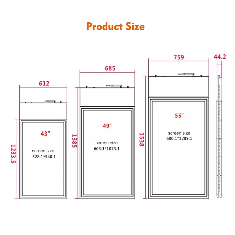 Samidisplay 43 inch High Brightness Window Shopping Lcd Display Double Sided Hanging Display Digital Signage