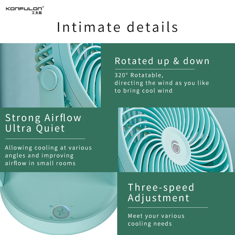 Портативный настольный мини-вентилятор Konfulon 4000 мАч