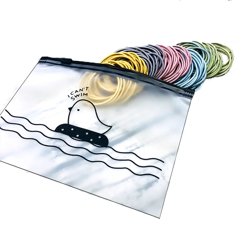 Zipper bag chicken semi-transparent storage hair rope hair band bag Environmentally pen bag manufacturers supply Environmentally