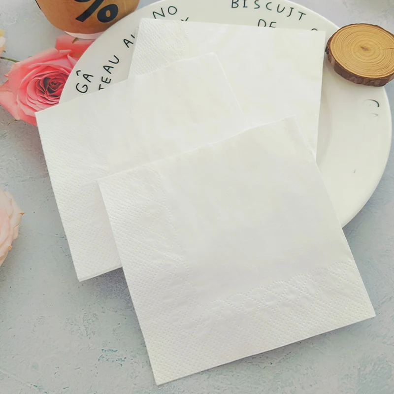 1-Ply Virgin Wood Pulp Dinner Napkins Disposable Mixed-Colored Serviettes Restaurant Cocktail Use FSC Certificate Fold Bag